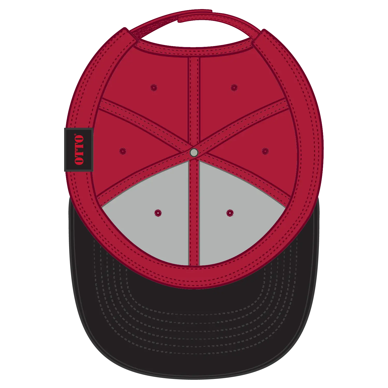 OTTO 19-768 6 Panel Low Profile Baseball Cap - Blk/Red/Red - Blk/Red/Red / 6 1/2’’ - 7 5/8’’