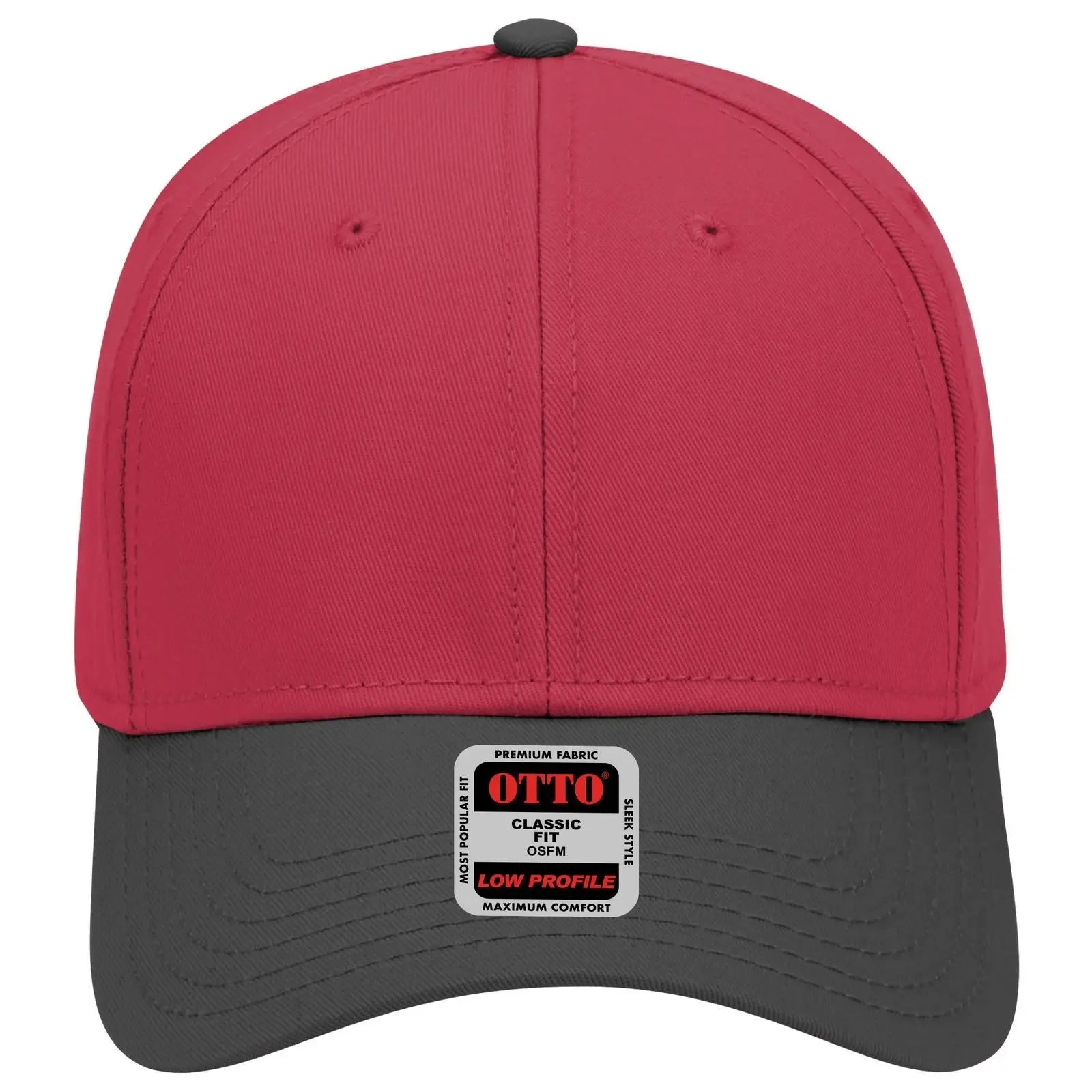 OTTO 19-768 6 Panel Low Profile Baseball Cap - Blk/Red/Red - Blk/Red/Red / 6 1/2’’ - 7 5/8’’