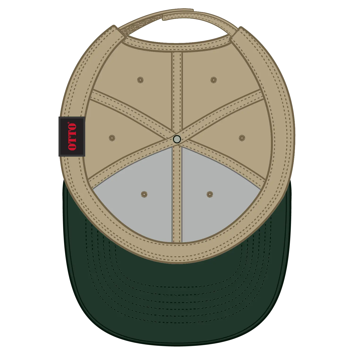 OTTO 19-768 6 Panel Low Profile Baseball Cap - Dk.Grn/Kha/Kha - Dk.Grn/Kha/Kha / 6 1/2’’ - 7 5/8’’
