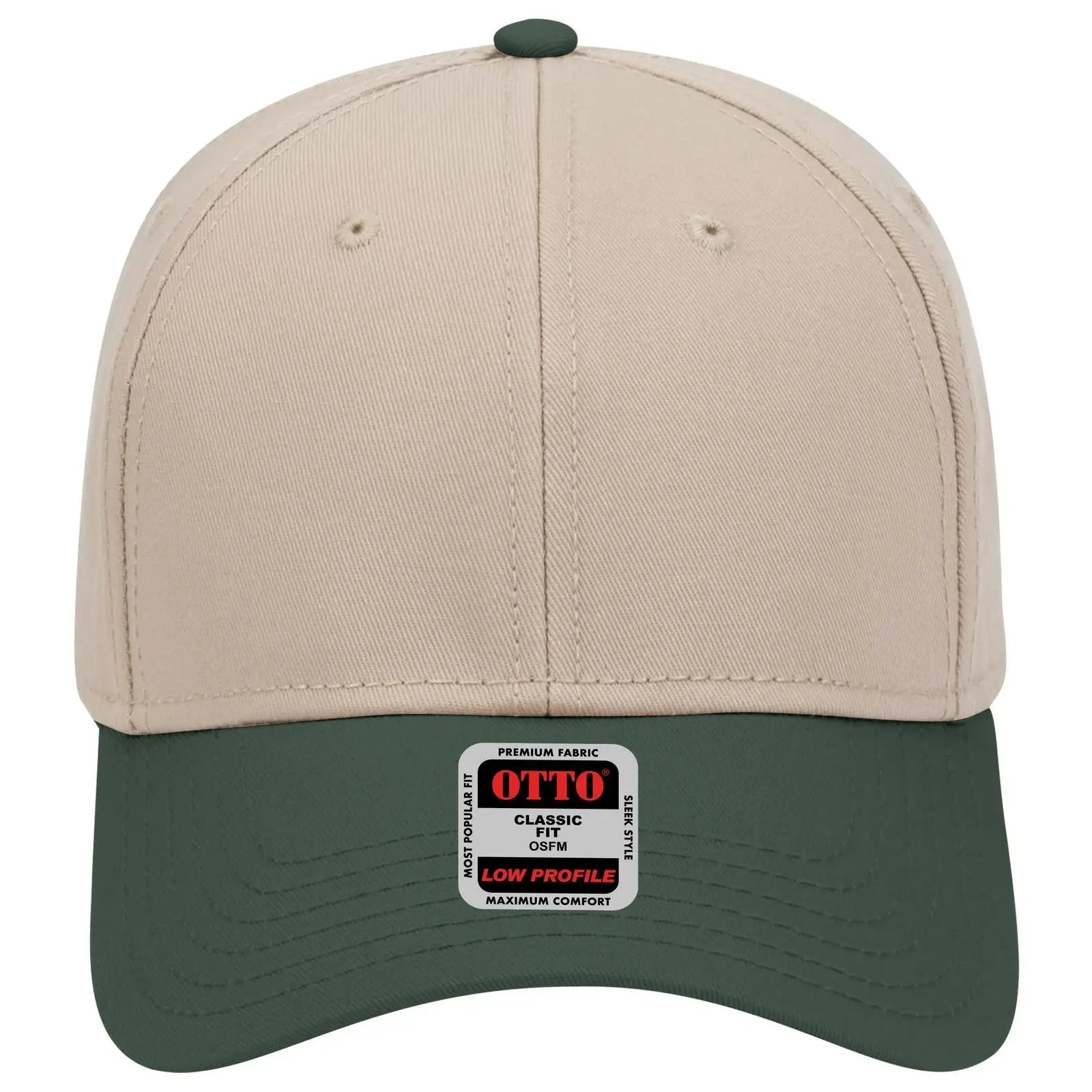 OTTO 19-768 6 Panel Low Profile Baseball Cap - Dk.Grn/Kha/Kha - Dk.Grn/Kha/Kha / 6 1/2’’ - 7 5/8’’