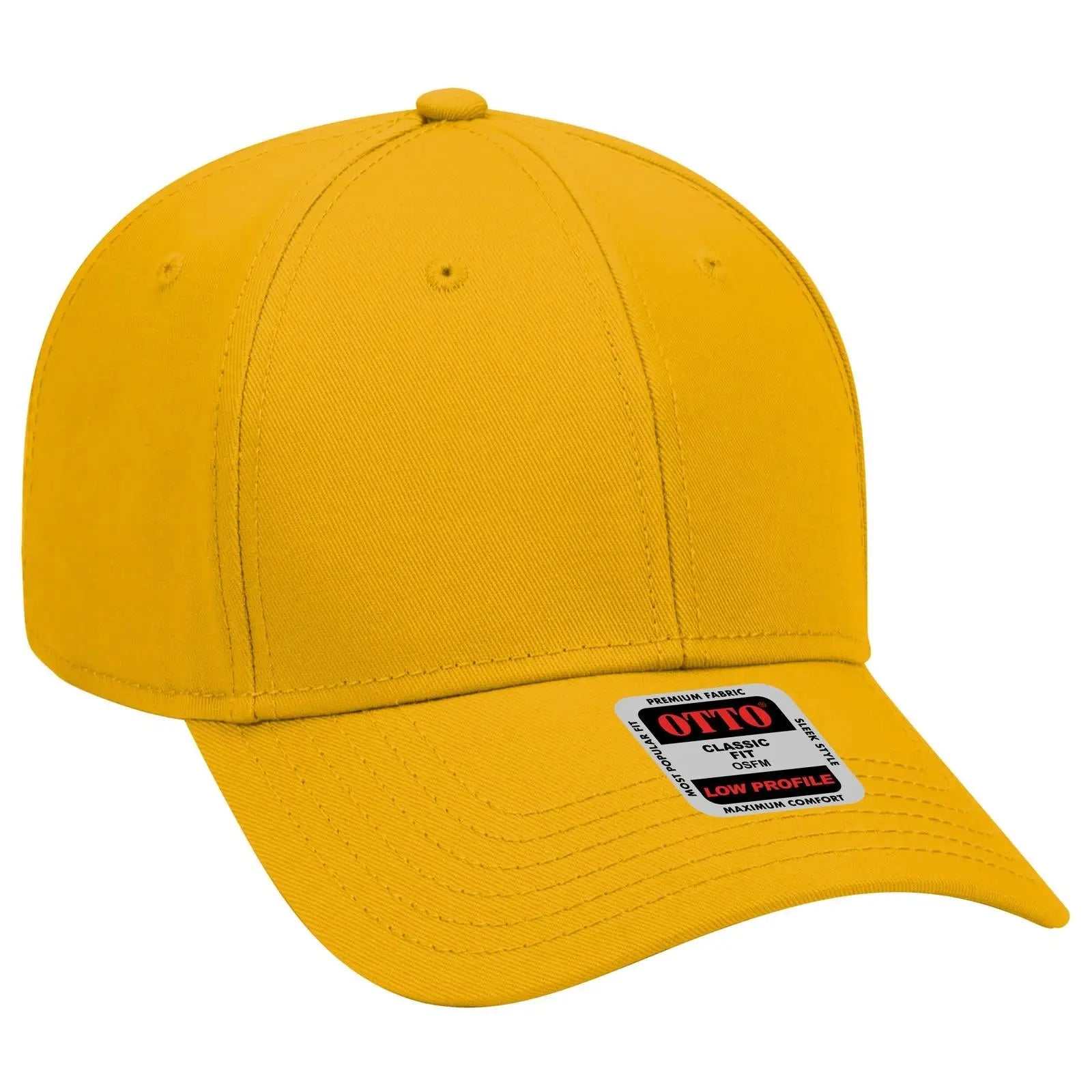 OTTO 19-768 6 Panel Low Profile Baseball Cap - Gold - Gold / 6 1/2’’ - 7 5/8’’