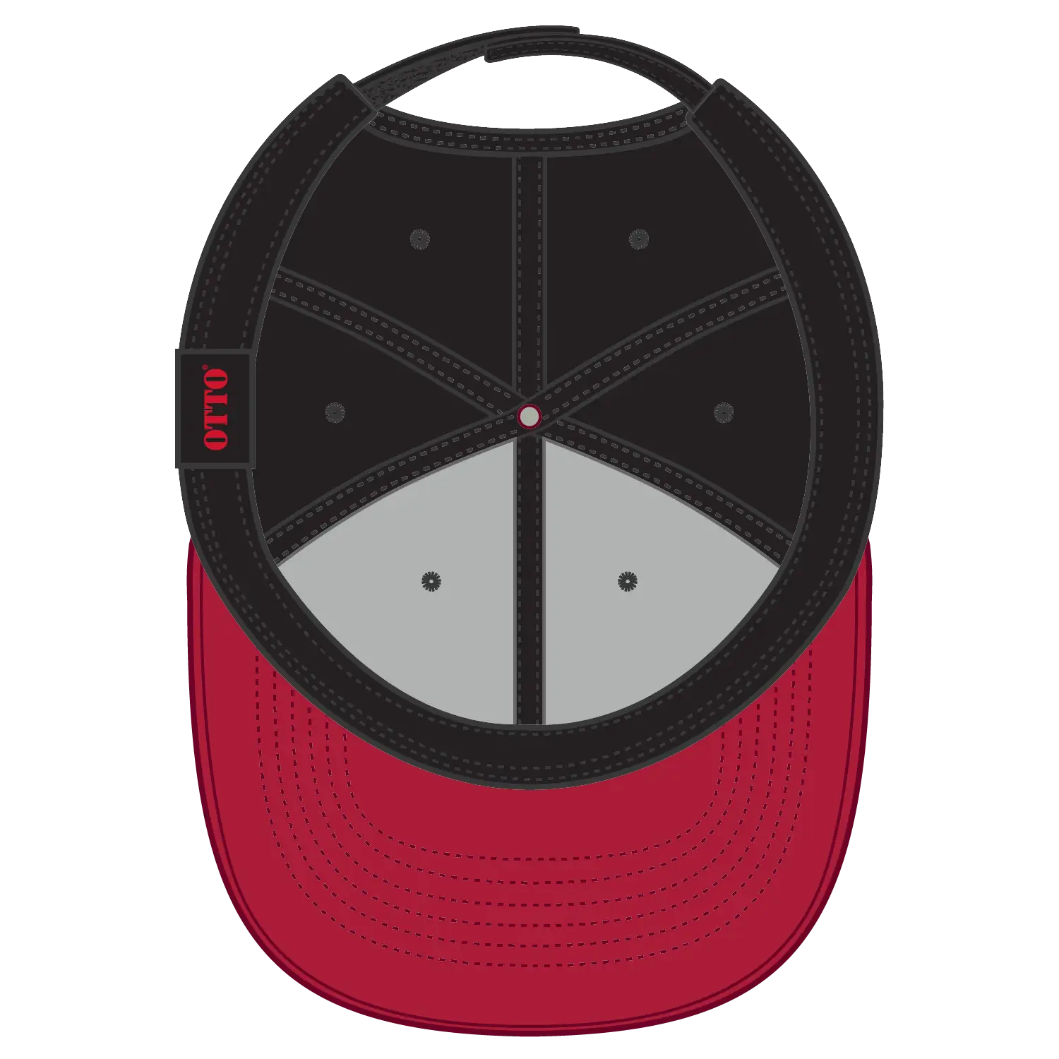 OTTO 19-768 6 Panel Low Profile Baseball Cap - Red/Blk/Blk - Red/Blk/Blk / 6 1/2’’ - 7 5/8’’