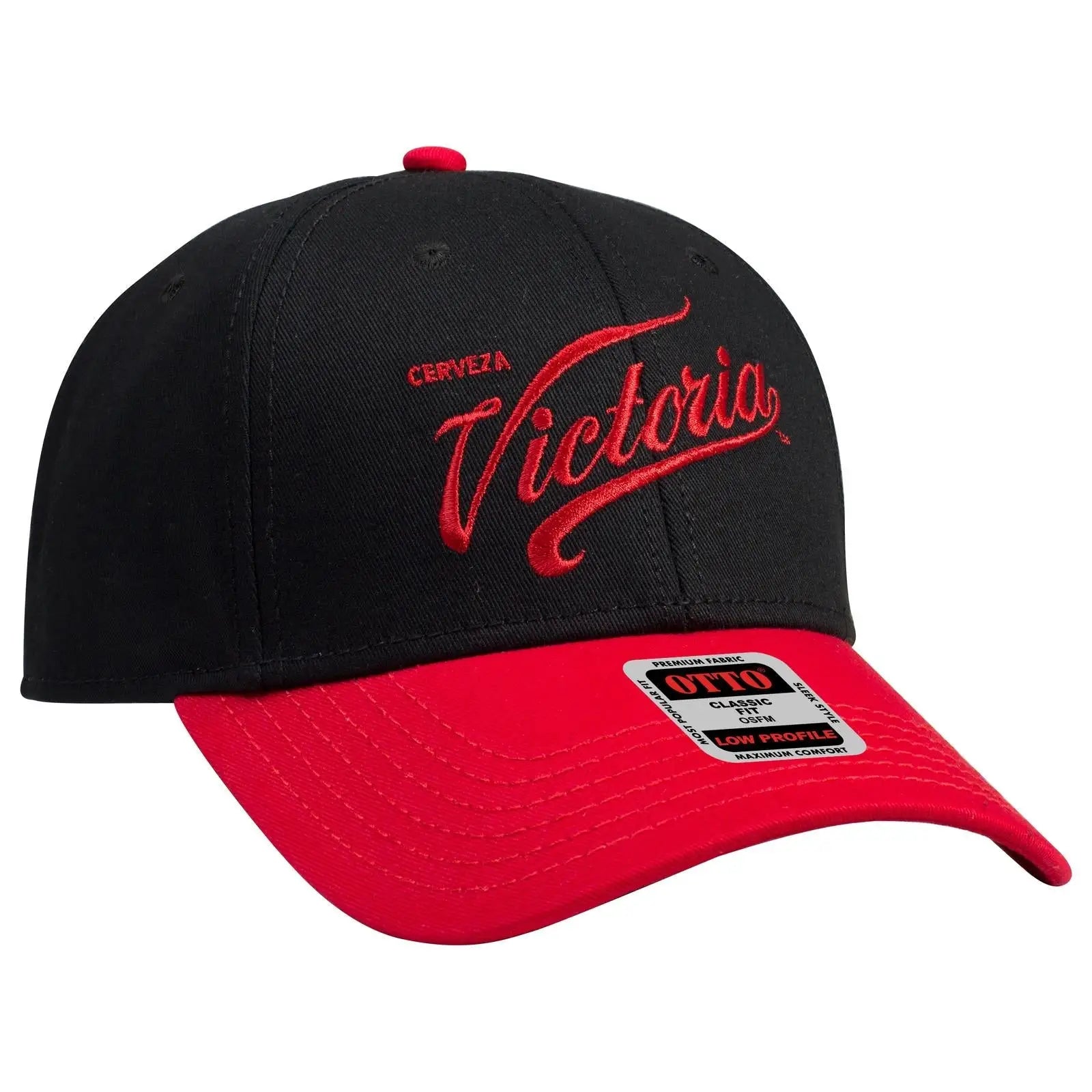 OTTO 19-768 6 Panel Low Profile Baseball Cap - Red/Blk/Blk - Red/Blk/Blk / 6 1/2’’ - 7 5/8’’
