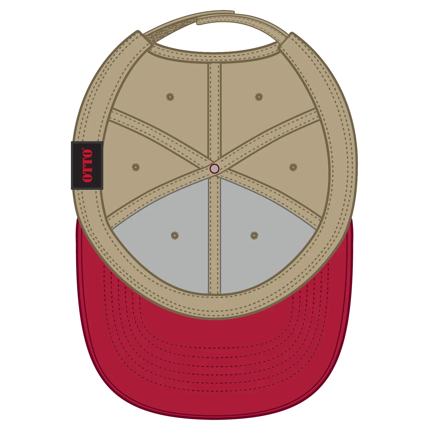 OTTO 19-768 6 Panel Low Profile Baseball Cap - Red/Kha/Kha - Red/Kha/Kha / 6 1/2’’ - 7 5/8’’