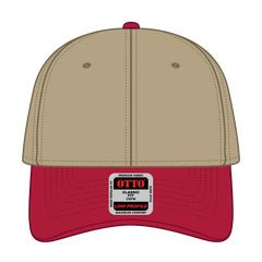 OTTO 19-768 6 Panel Low Profile Baseball Cap - Red/Kha/Kha - Red/Kha/Kha / 6 1/2’’ - 7 5/8’’