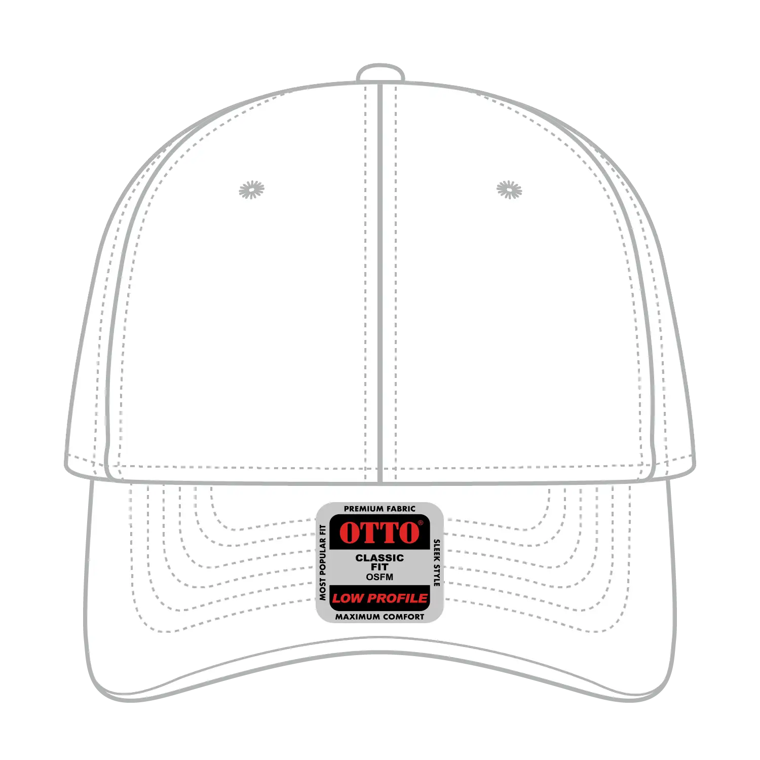 OTTO 19-768 6 Panel Low Profile Baseball Cap - White - White / 6 1/2’’ - 7 5/8’’