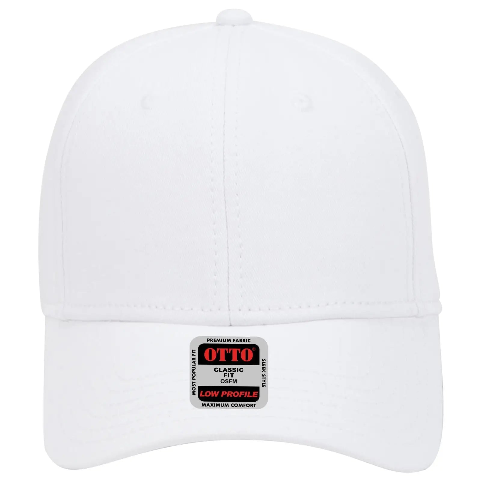 OTTO 19-768 6 Panel Low Profile Baseball Cap - White - White / 6 1/2’’ - 7 5/8’’