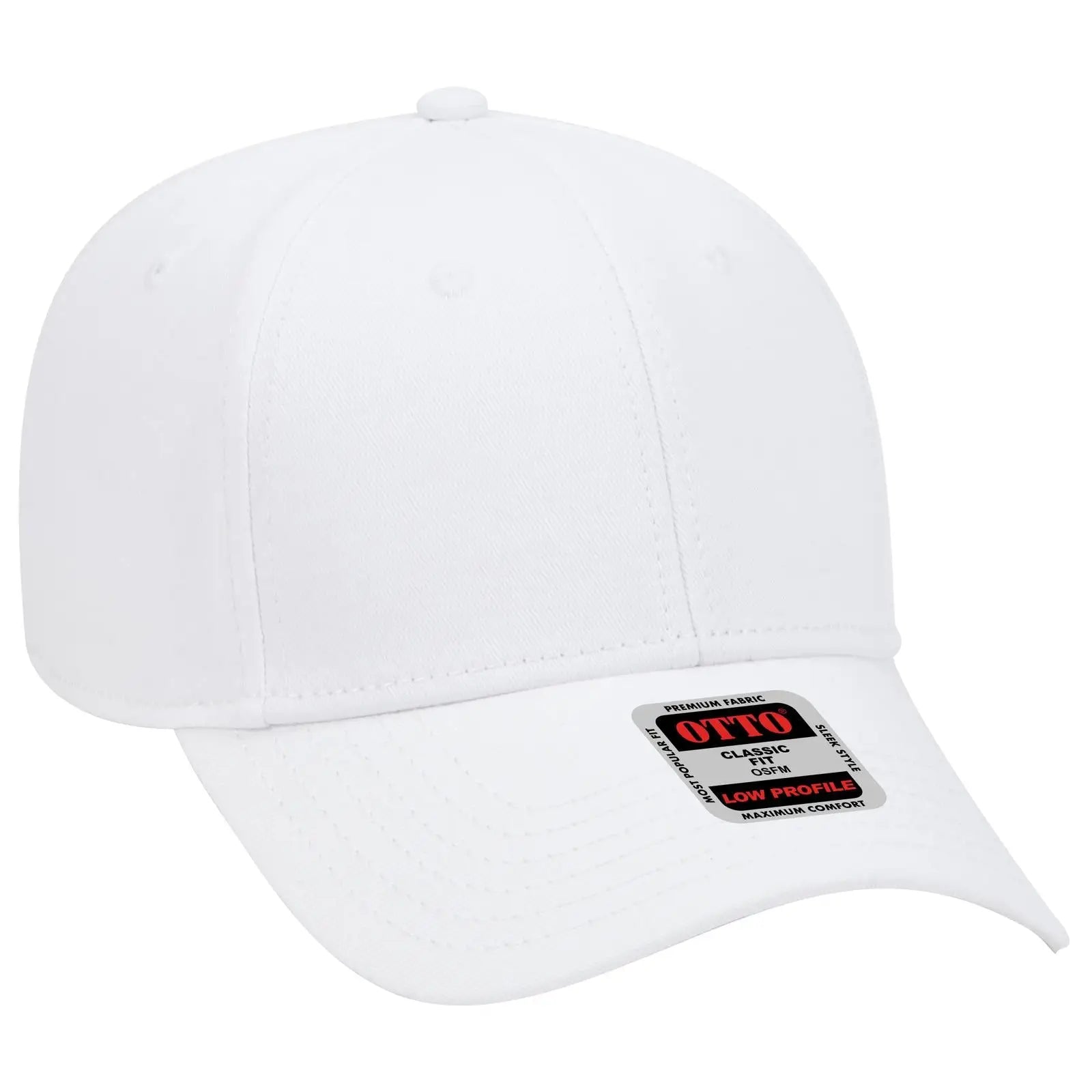OTTO 19-768 6 Panel Low Profile Baseball Cap - White - White / 6 1/2’’ - 7 5/8’’