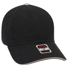 OTTO 23-255 6 Panel Low Profile Baseball Cap - Blk/Blk/Kha - Blk/Blk/Kha / 6 1/2’’ - 7 5/8’’