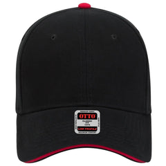 OTTO 23-255 6 Panel Low Profile Baseball Cap - Blk/Blk/Red - Blk/Blk/Red / 6 1/2’’ - 7 5/8’’