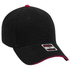 OTTO 23-255 6 Panel Low Profile Baseball Cap - Blk/Blk/Red - Blk/Blk/Red / 6 1/2’’ - 7 5/8’’