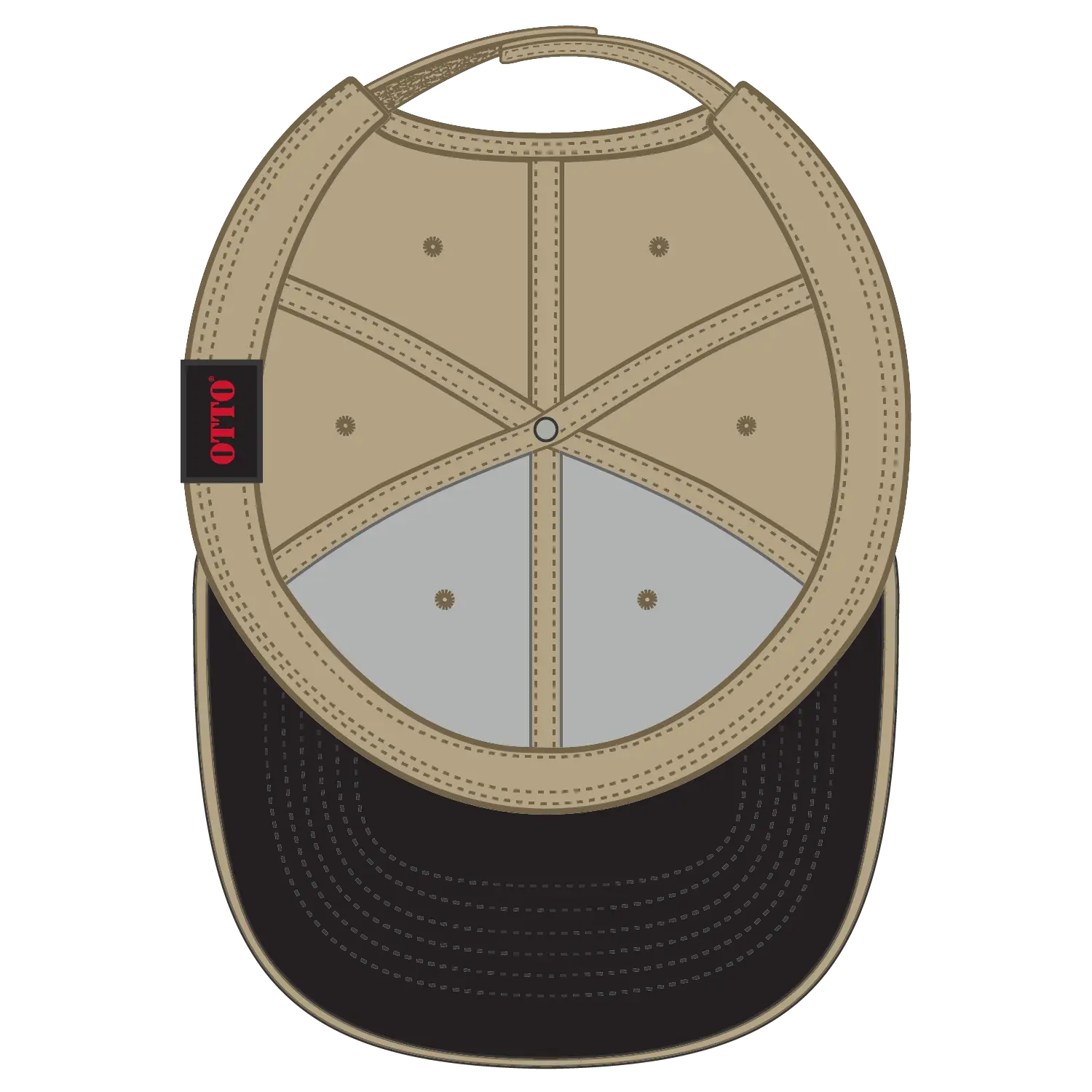 OTTO 23-255 6 Panel Low Profile Baseball Cap - Blk/Kha/Kha - Blk/Kha/Kha / 6 1/2’’ - 7 5/8’’