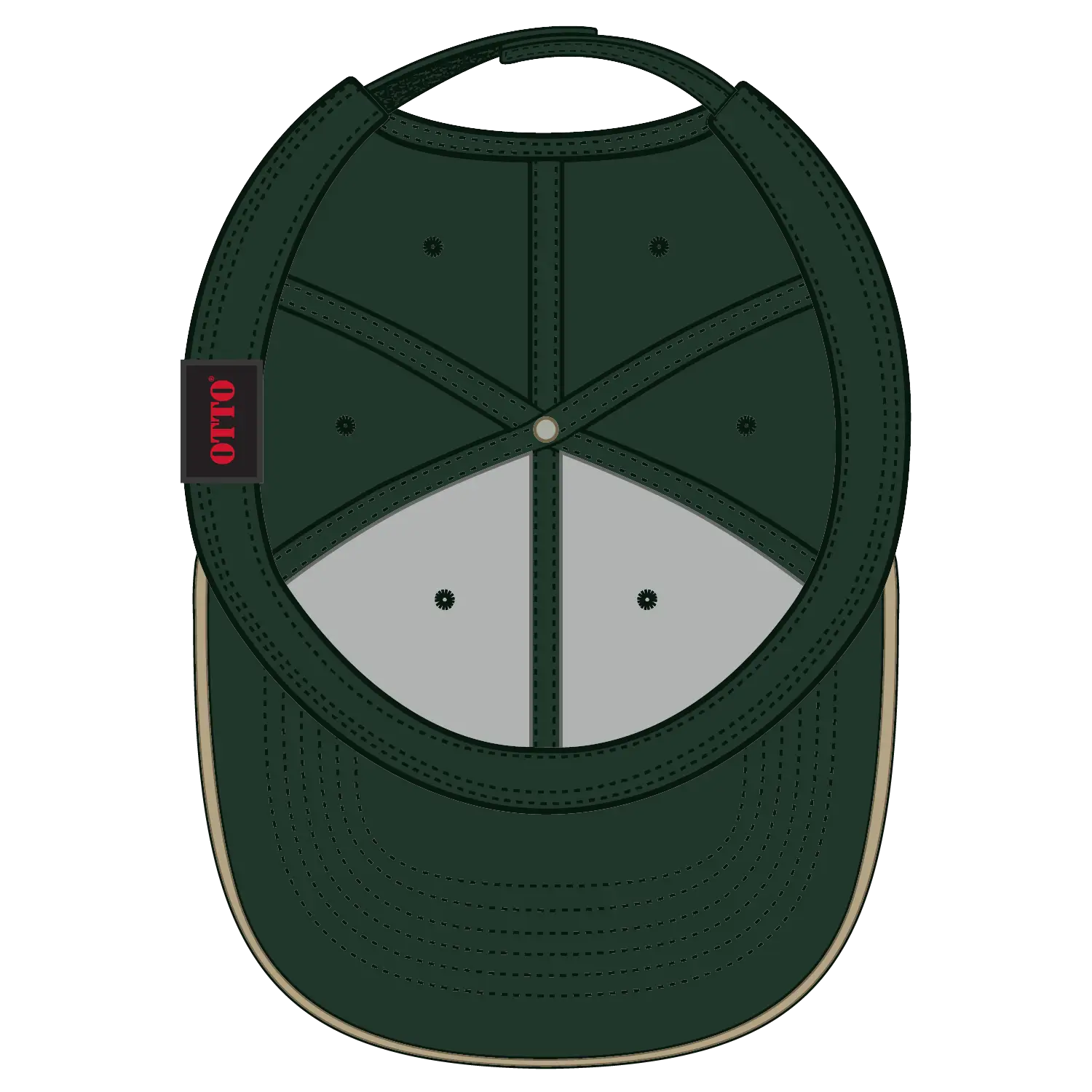 OTTO 23-255 6 Panel Low Profile Baseball Cap - Dk.Grn/Dk.Grn/Kha - Dk.Grn/Dk.Grn/Kha / 6 1/2’’ - 7 5/8’’