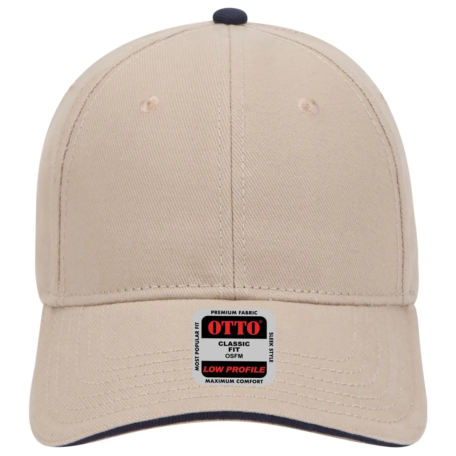 OTTO 23-255 6 Panel Low Profile Baseball Cap - Kha/Kha/Nvy - Kha/Kha/Nvy / 6 1/2’’ - 7 5/8’’