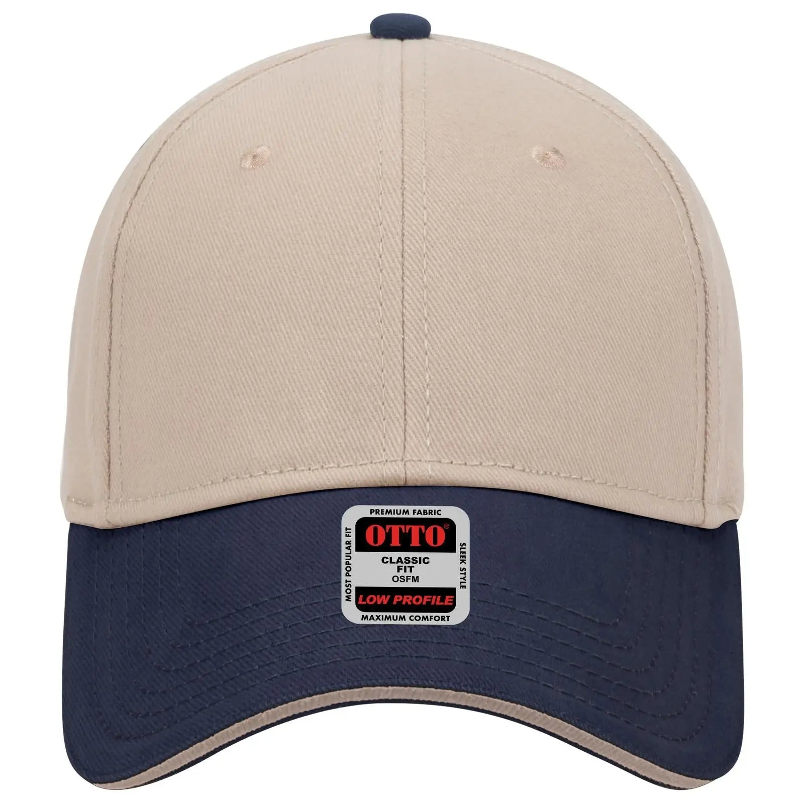 OTTO 23-255 6 Panel Low Profile Baseball Cap - Nvy/Kha/Kha - Nvy/Kha/Kha / 6 1/2’’ - 7 5/8’’