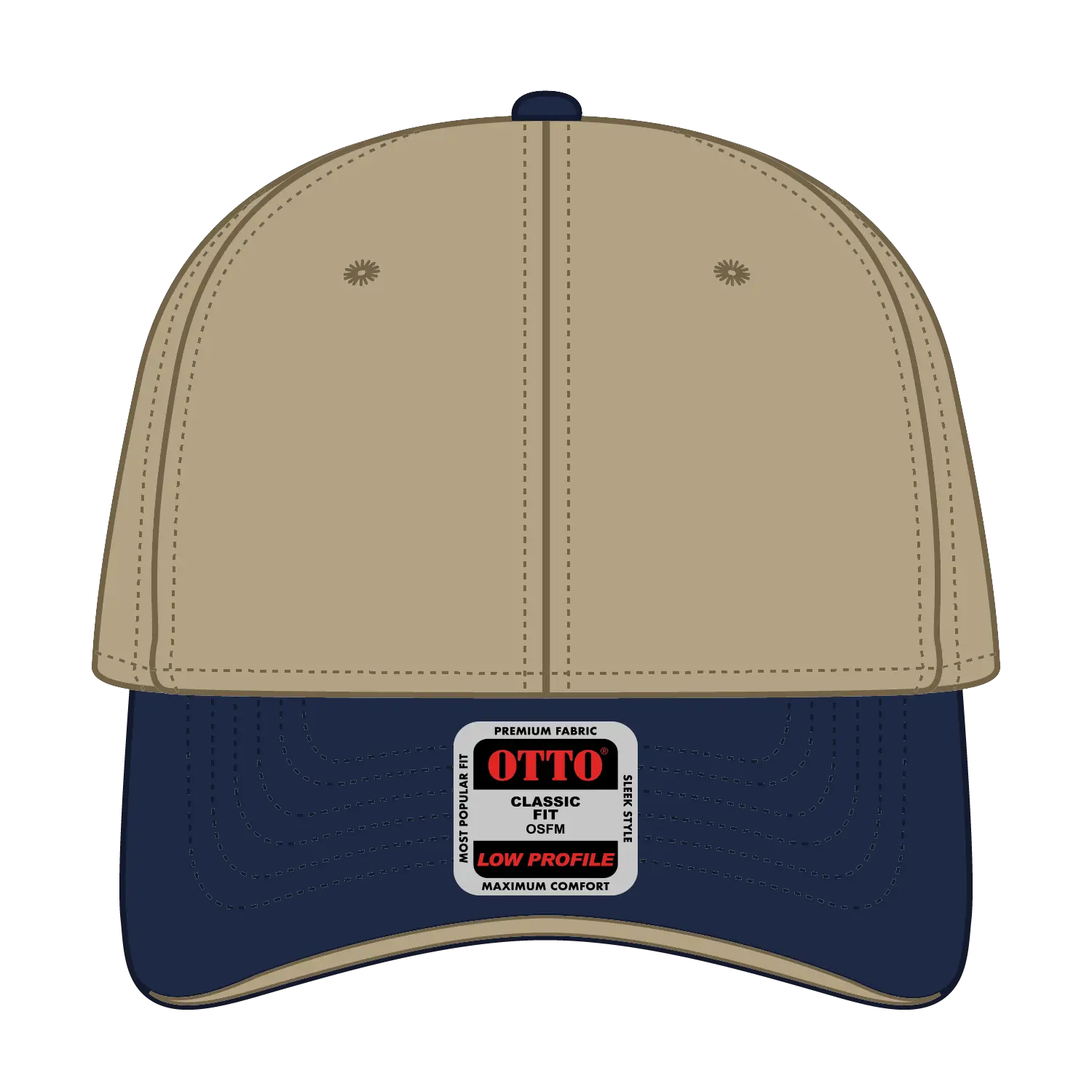OTTO 23-255 6 Panel Low Profile Baseball Cap - Nvy/Kha/Kha - Nvy/Kha/Kha / 6 1/2’’ - 7 5/8’’