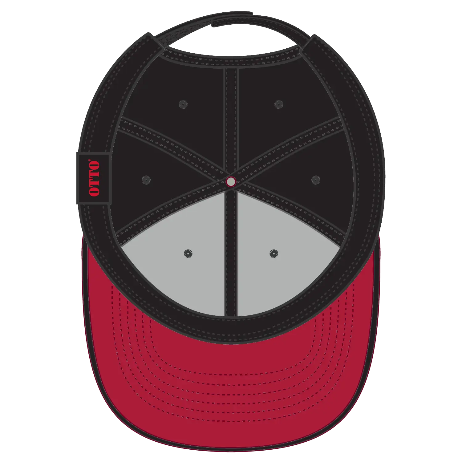 OTTO 23-255 6 Panel Low Profile Baseball Cap - Red/Blk/Blk - Red/Blk/Blk / 6 1/2’’ - 7 5/8’’