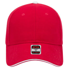 OTTO 23-255 6 Panel Low Profile Baseball Cap - Red/Red/Wht - Red/Red/Wht / 6 1/2’’ - 7 5/8’’