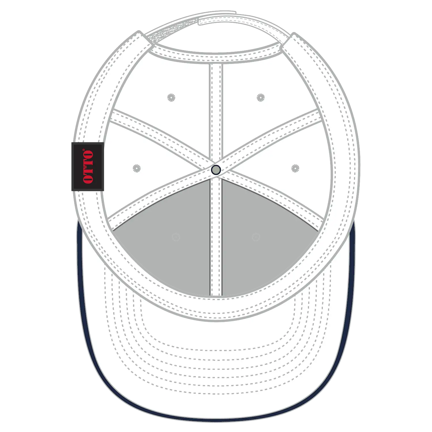 OTTO 23-255 6 Panel Low Profile Baseball Cap - Wht/Wht/Nvy - Wht/Wht/Nvy / 6 1/2’’ - 7 5/8’’