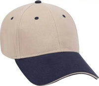 OTTO 23-255 Brushed Bull Denim Sandwich Visor Low Profile Pro Style Cap with Loop Closure - Navy Khaki Khaki - Navy