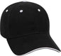 OTTO 23-255 Brushed Bull Denim Sandwich Visor Low Profile Pro Style Cap with Loop Closure - Black Black White - Black