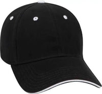 OTTO 23-255 Brushed Bull Denim Sandwich Visor Low Profile Pro Style Cap with Loop Closure - Black Black White - Black
