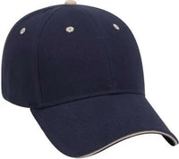 OTTO 23-255 Brushed Bull Denim Sandwich Visor Low Profile Pro Style Cap with Loop Closure - Navy Navy Khaki - Navy
