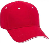 OTTO 23 255 Brushed Bull Denim Sandwich Visor Low Profile Pro Style Cap with Loop Closure Red Red White Red White