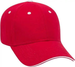 OTTO 23 255 Brushed Bull Denim Sandwich Visor Low Profile Pro Style Cap with Loop Closure Red Red White Red White