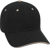 OTTO 23-255 Brushed Bull Denim Sandwich Visor Low Profile Pro Style Cap with Loop Closure - Black Black Khaki - Black