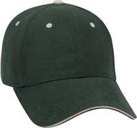 OTTO 23 255 Brushed Bull Denim Sandwich Visor Low Profile Pro Style Cap with Loop Closure Dark Green Dark Green Khaki