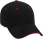 OTTO 23-255 Brushed Bull Denim Sandwich Visor Low Profile Pro Style Cap with Loop Closure - Black Black Red - Black Red