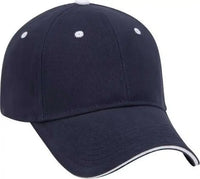 OTTO 23-255 Brushed Bull Denim Sandwich Visor Low Profile Pro Style Cap with Loop Closure - Navy Navy White - Navy