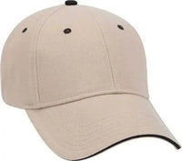 OTTO 23 255 Brushed Bull Denim Sandwich Visor Low Profile Pro Style Cap with Loop Closure Khaki Khaki Black Khaki Black