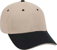 OTTO 23 255 Brushed Bull Denim Sandwich Visor Low Profile Pro Style Cap with Loop Closure Black Khaki Khaki Black Khaki
