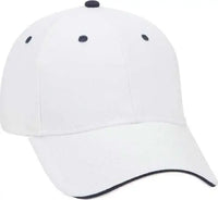 OTTO 23 255 Brushed Bull Denim Sandwich Visor Low Profile Pro Style Cap with Loop Closure White White Navy White Navy