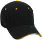 OTTO 23-255 Brushed Bull Denim Sandwich Visor Low Profile Pro Style Cap with Loop Closure - Black Black Gold - Black