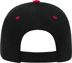 OTTO 23-255 Brushed Bull Denim Sandwich Visor Low Profile Pro Style Cap with Loop Closure - Black Black Red - Black Red