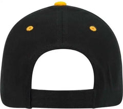 OTTO 23-255 Brushed Bull Denim Sandwich Visor Low Profile Pro Style Cap with Loop Closure - Black Black Gold - Black