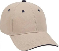 OTTO 23 255 Brushed Bull Denim Sandwich Visor Low Profile Pro Style Cap with Loop Closure Khaki Khaki Navy Khaki Navy