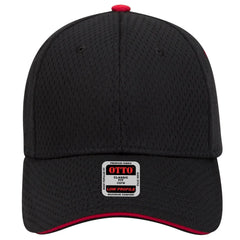 OTTO 23-368 6 Panel Low Profile Baseball Cap - Blk/Blk/Red - Blk/Blk/Red / 6 1/2’’ - 7 5/8’’