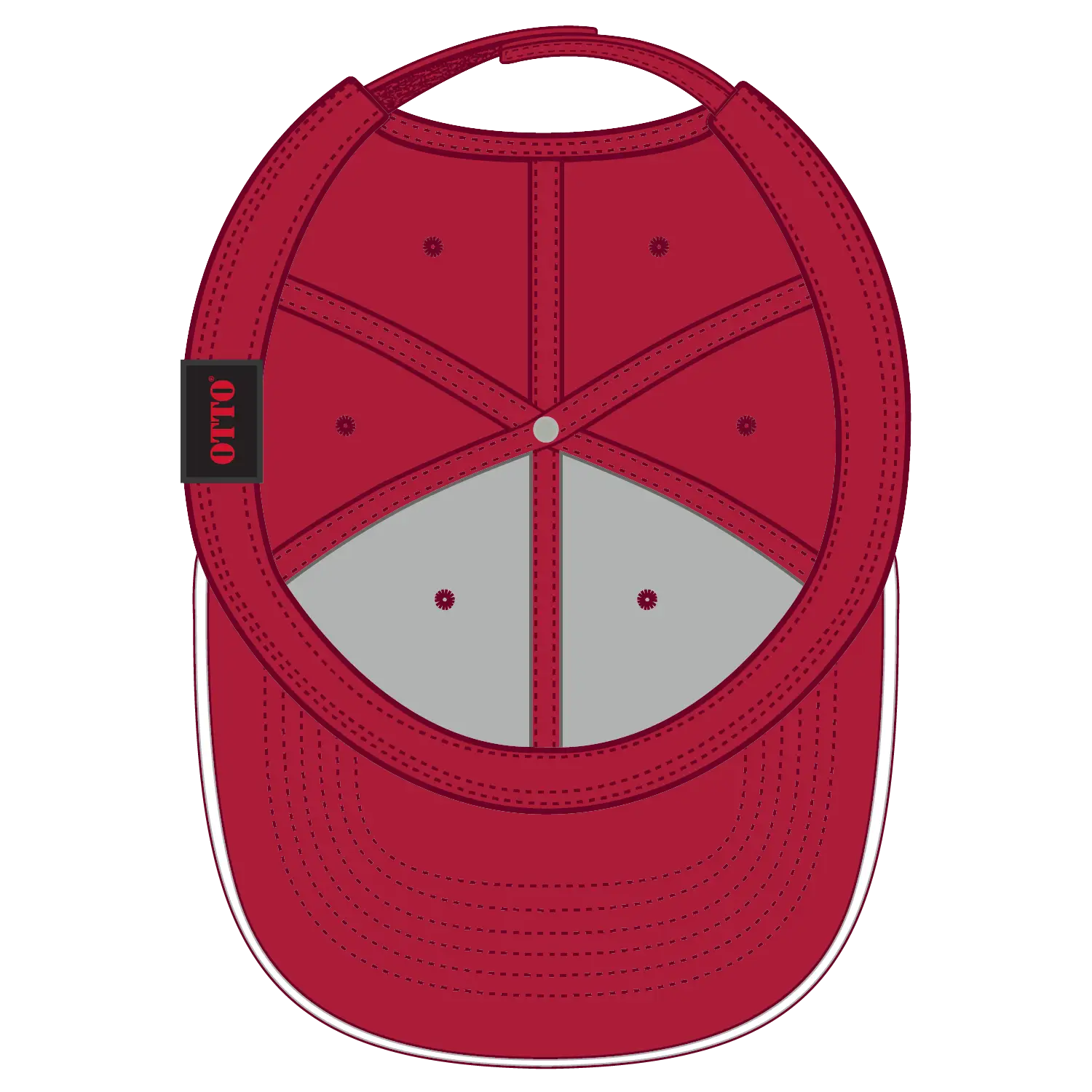 OTTO 23-368 6 Panel Low Profile Baseball Cap - Red/Red/Wht - Red/Red/Wht / 6 1/2’’ - 7 5/8’’