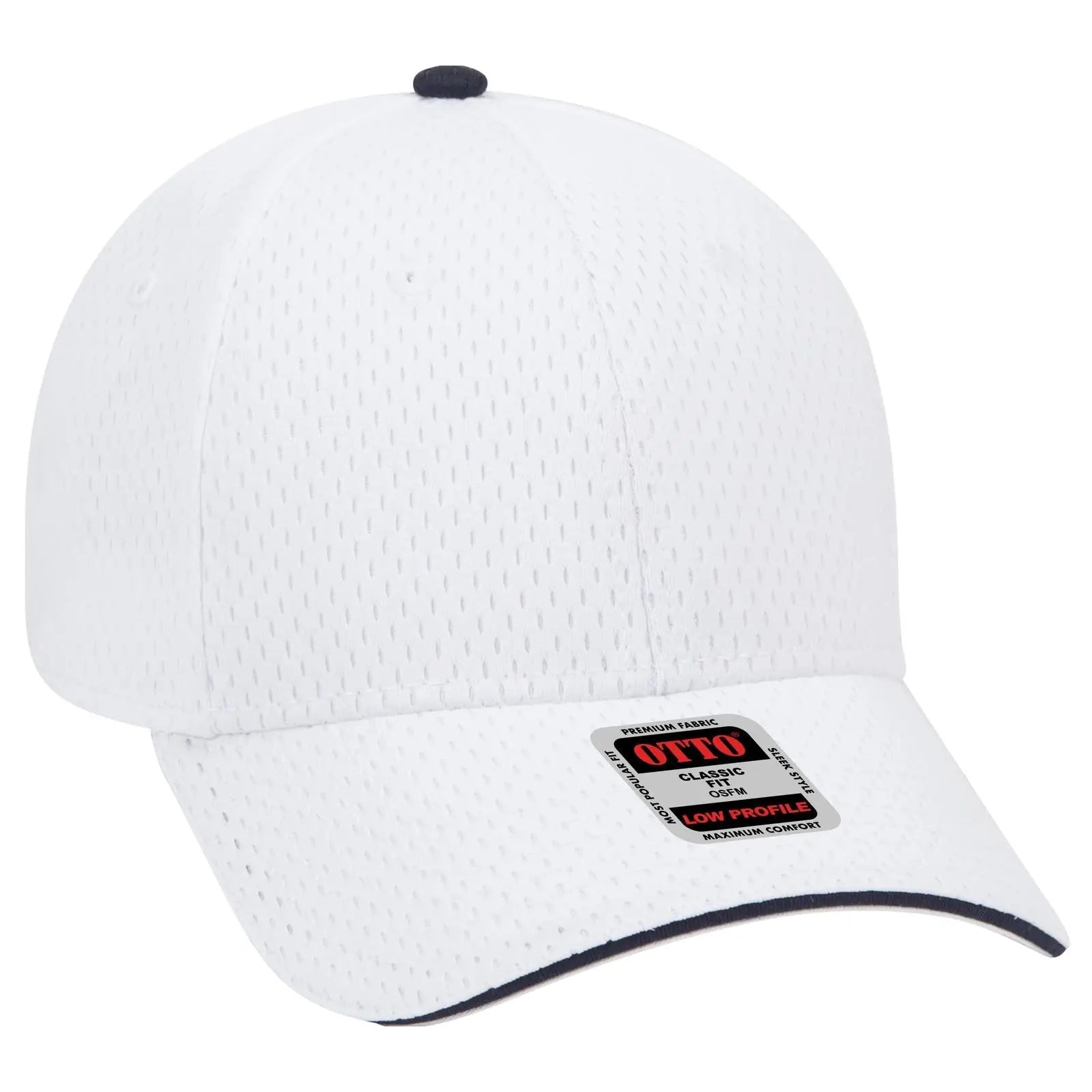 OTTO 23-368 6 Panel Low Profile Baseball Cap - Wht/Wht/Nvy - Wht/Wht/Nvy / 6 1/2’’ - 7 5/8’’