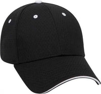 OTTO 23-368 Polyester Pro Mesh Sandwich Visor Low Profile Pro Style Structured Firm Front Panel Cap - Black Black White