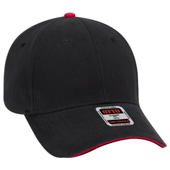 OTTO 23-370 6 Panel Low Profile Baseball Cap - Blk/Blk/Red - Blk/Blk/Red / 6 1/2’’ - 7 5/8’’