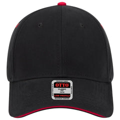 OTTO 23-370 6 Panel Low Profile Baseball Cap - Blk/Blk/Red - Blk/Blk/Red / 6 1/2’’ - 7 5/8’’