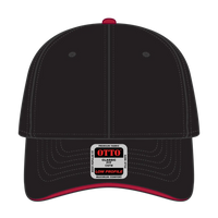 OTTO 23-370 6 Panel Low Profile Baseball Cap - Blk/Blk/Red - Blk/Blk/Red / 6 1/2’’ - 7 5/8’’