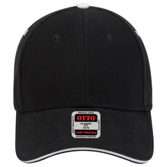 OTTO 23-370 6 Panel Low Profile Baseball Cap - Blk/Blk/Wht - Blk/Blk/Wht / 6 1/2’’ - 7 5/8’’