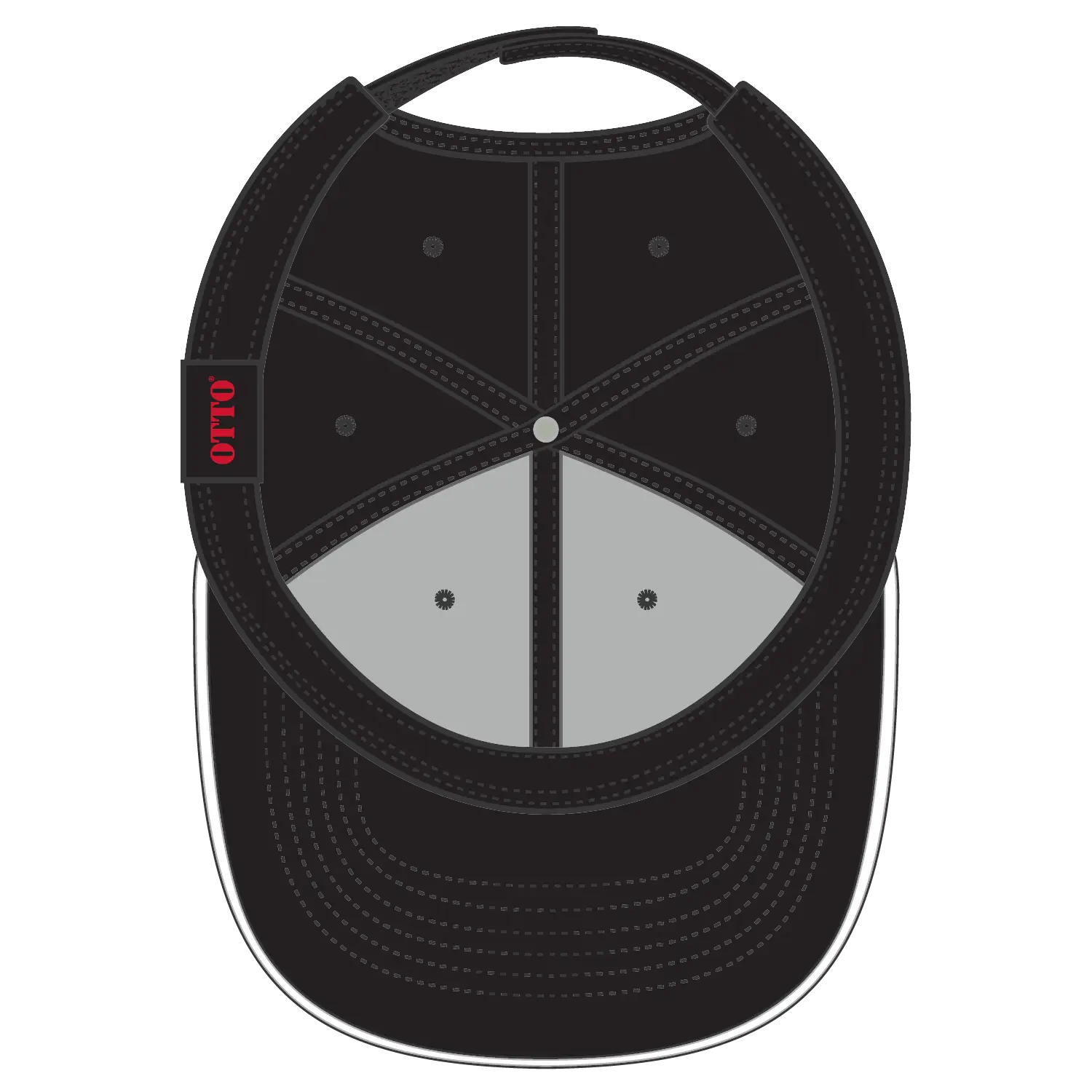 OTTO 23-370 6 Panel Low Profile Baseball Cap - Blk/Blk/Wht - Blk/Blk/Wht / 6 1/2’’ - 7 5/8’’