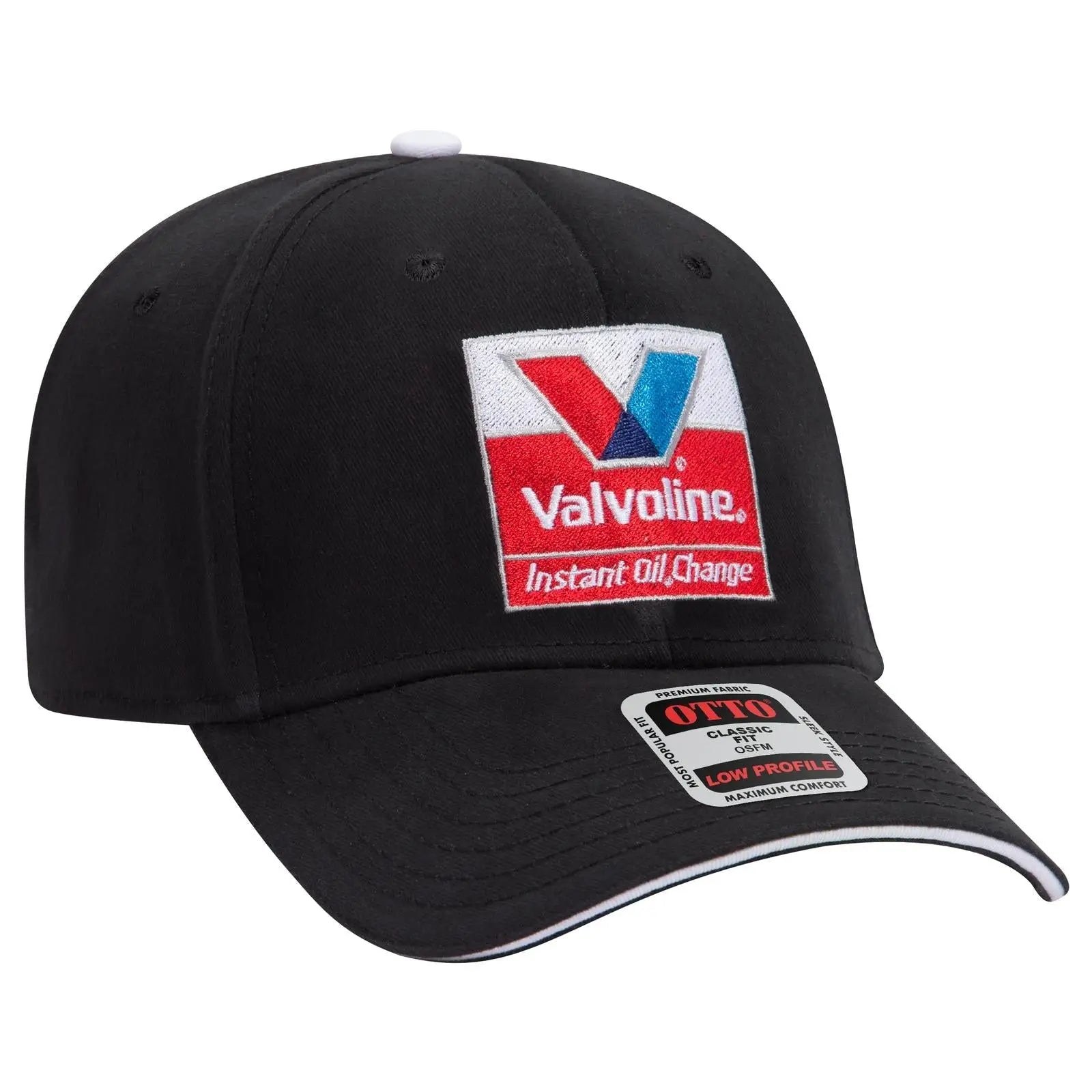 OTTO 23-370 6 Panel Low Profile Baseball Cap - Blk/Blk/Wht - Blk/Blk/Wht / 6 1/2’’ - 7 5/8’’